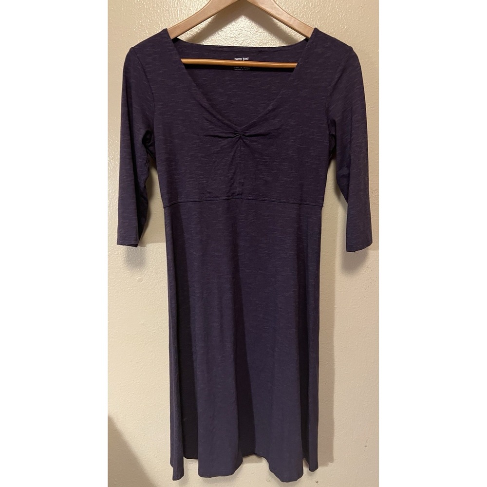 Toad & Co. Rosalinda Dress Purple 3/4 Sleeve Stretch Outdoor Organic Womens Sz S